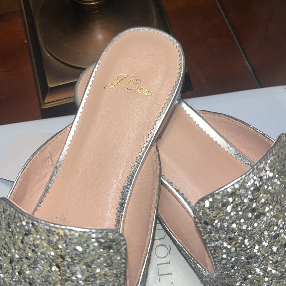 J.Crew Silver Glitter Pointed Mules - Picture 5 of 9
